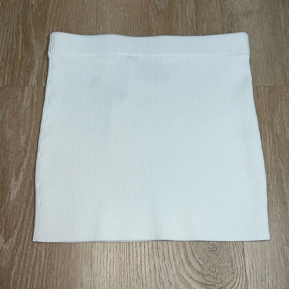 REVOLVE x Victor Glemaud White Ribbed Bodycon Mini Skirt, Women’s Small NWT